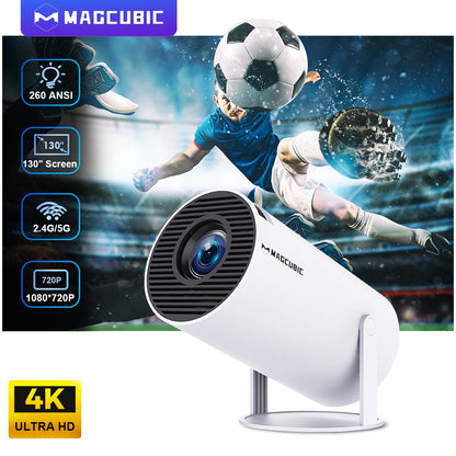 Proyector Android 11 4K 1280*720P HY300 Dual Wifi 260ANSI 180° Flexible BT5.0 Cine al aire libre Proyector portátil HY300 Pro